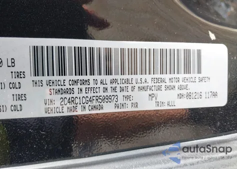 2015 Chrysler Town & Country Touring-L from USA, damaged, VIN 2C4RC1CG4FR509973